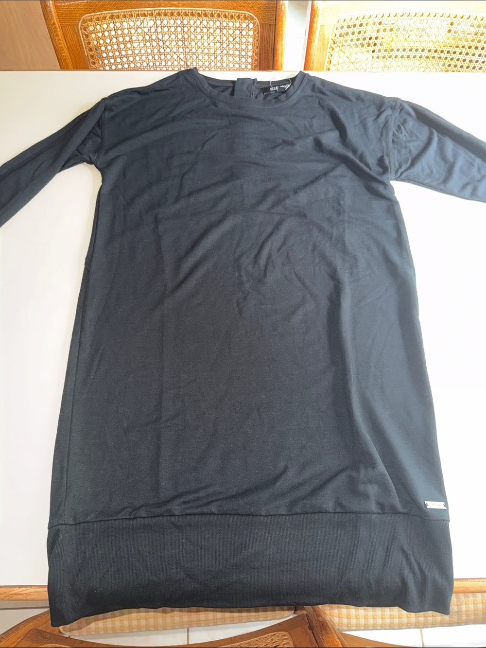 Ellen Tracy Long Sleeve Crew Neck Sweatshirt Dress in Black